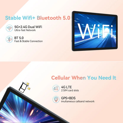 Tablet 10 Inch Android 13.0 Tablet 4G Cellular Tablet PC 2024 Latest Update 4G Phone Tablet 64GB + 4GB Storage Octa-Core Processor,Dual SIM Card Slot,Gps,Wifi,Bluetooth,1080P HD (Gray) Laptop Tablet